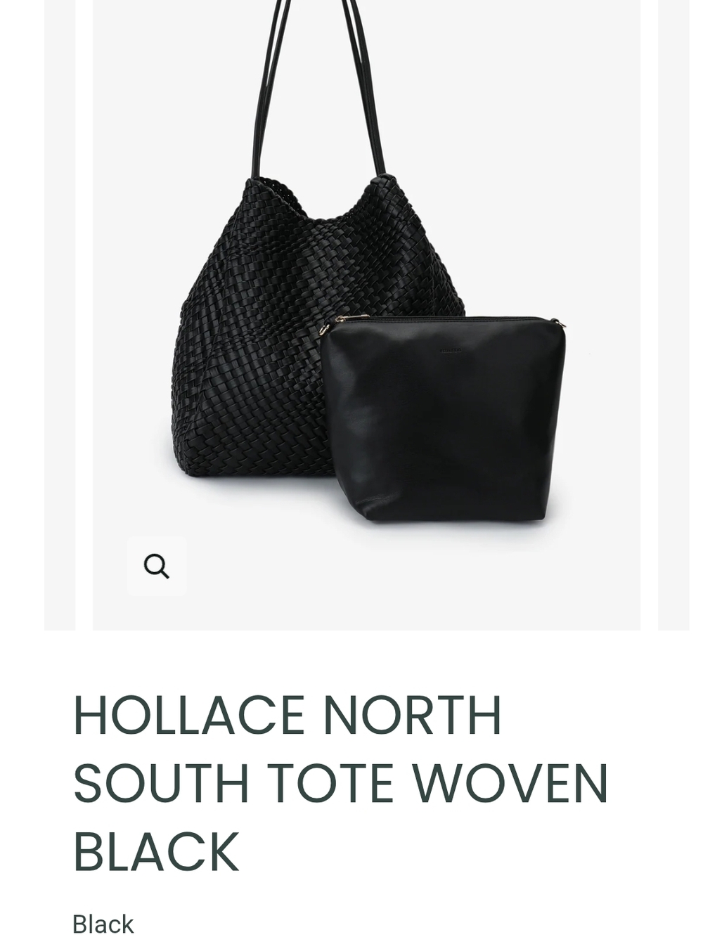 Remi And Reid Hollace North South Woven Tote with Removable Pouch - Black